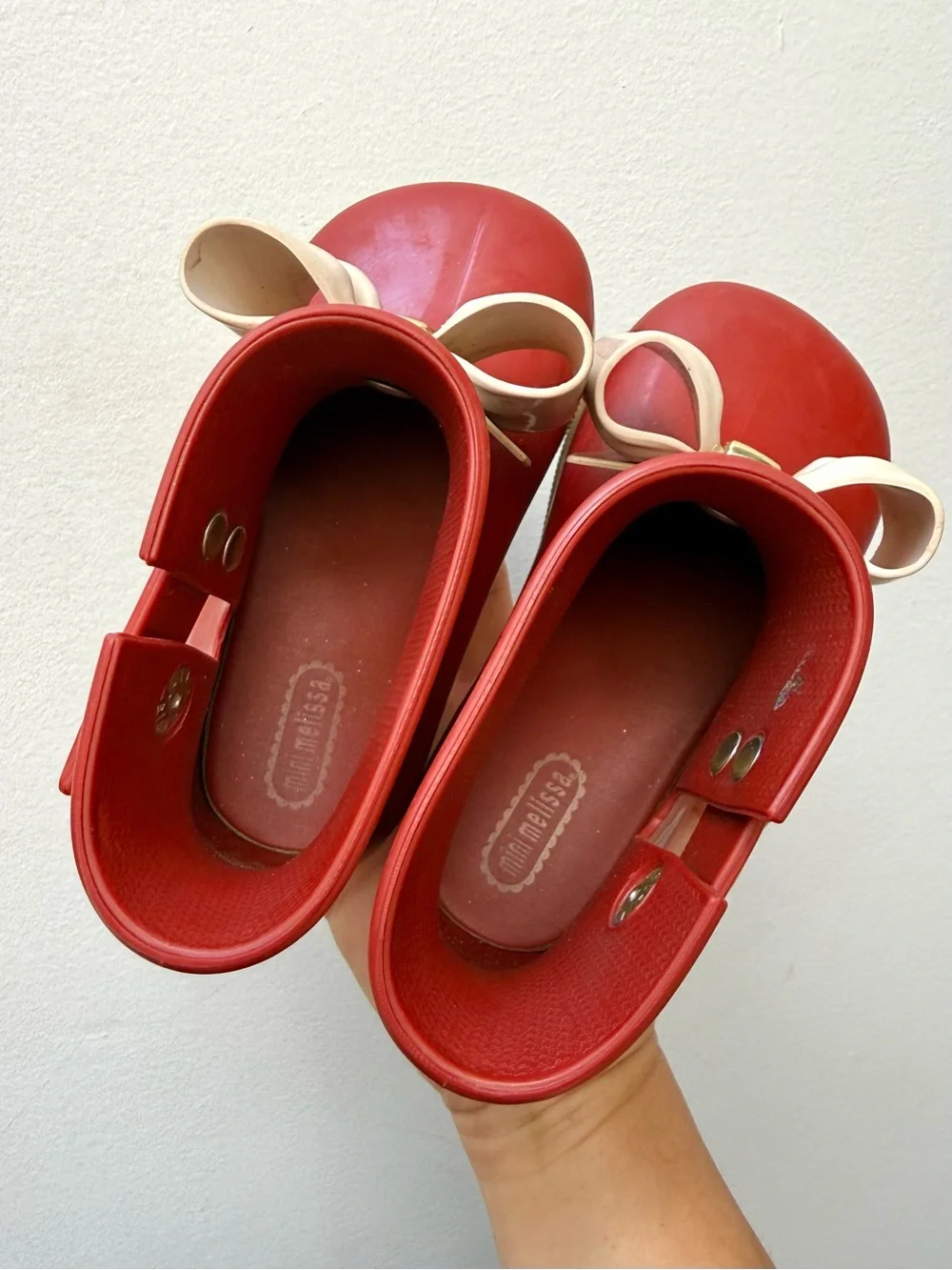 Mini Melissa Red Ankle Rain Boots 8C With Bow